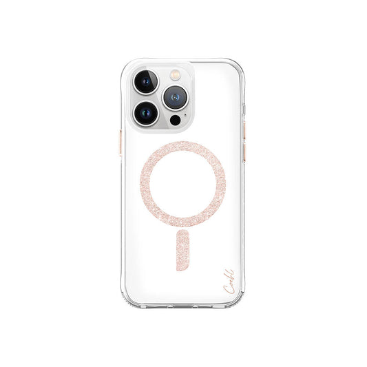 Apple iPhone 15 Pro Kılıf M-safe Şarj Özellikli Simli Magnetik Coehl Glace Kapak Rose Gold