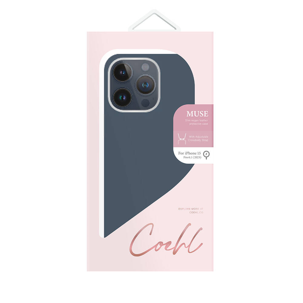 Apple iPhone 15 Pro Kılıf M-safe Şarj Özellikli Soft Arka Yüzey Askı İpli Coehl Muse Kapak Rose Gold