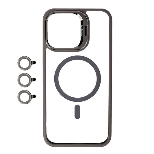 Apple iPhone 15 Pro Kılıf M-safe Şarj Özellikli Standlı Zore M-safe Klon Lensli Kapak