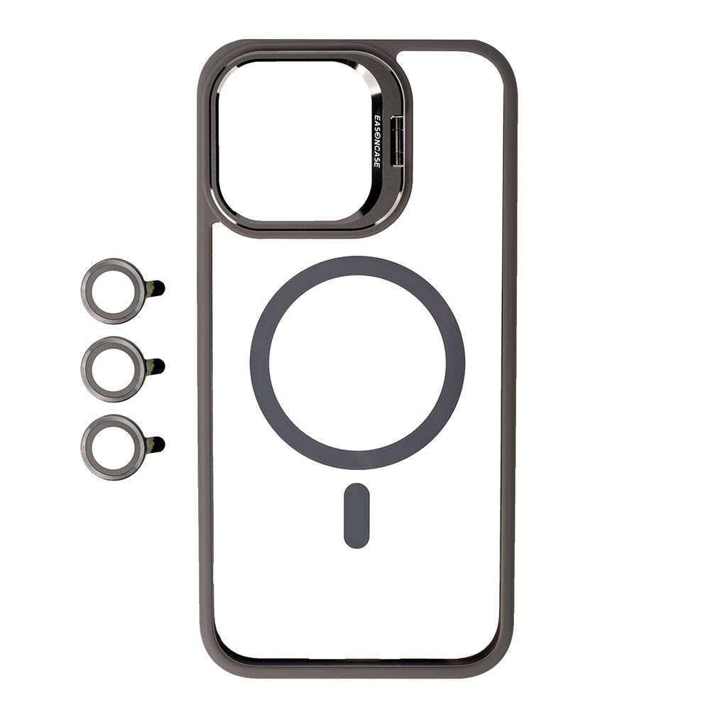 Apple iPhone 15 Pro Kılıf M-safe Şarj Özellikli Standlı Zore M-safe Klon Lensli Kapak