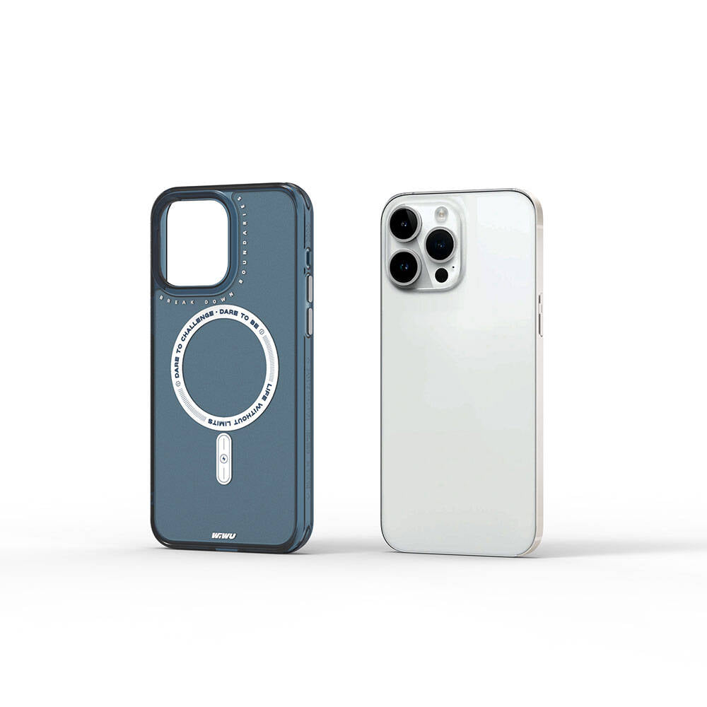 Apple iPhone 15 Pro Kılıf M-safe Şarj Özellikli Wiwu Basic Color J Serisi Kapak Mavi