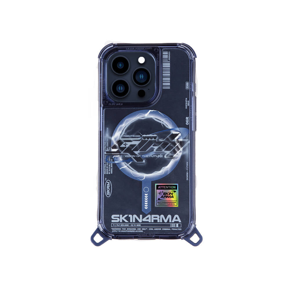Apple iPhone 15 Pro Kılıf M-safe Şarj Özellikli Yazı Desenli SkinArma Bolt Kapak Gri