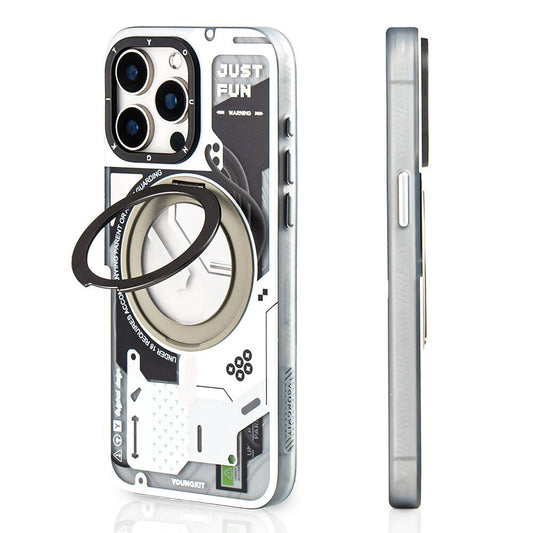 Apple iPhone 15 Pro Kılıf M-safe Şarj Özellikli Youngkit 360° Standlı Starship Serisi Kapak Mavi