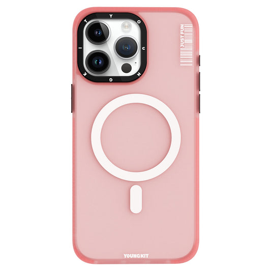 Apple iPhone 15 Pro Kılıf M-safe Şarj Özellikli Youngkit Colored Sand Serisi Kapak Mavi
