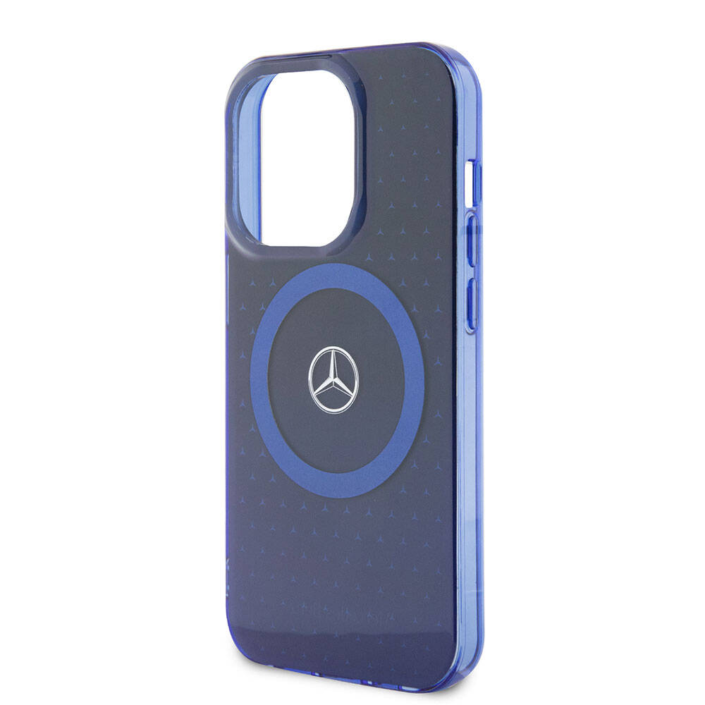 Apple iPhone 15 Pro Kılıf Mercedes Benz Orjinal Lisanslı M-safe Şarj Özellikli Çift Katmanlı Mavi Yıldız Desenli Kapak Mavi