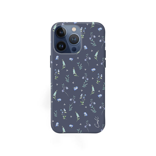 Apple iPhone 15 Pro Kılıf Mini Çayır Çiçekleri Desenli Coehl Prairie Kapak Lacivert