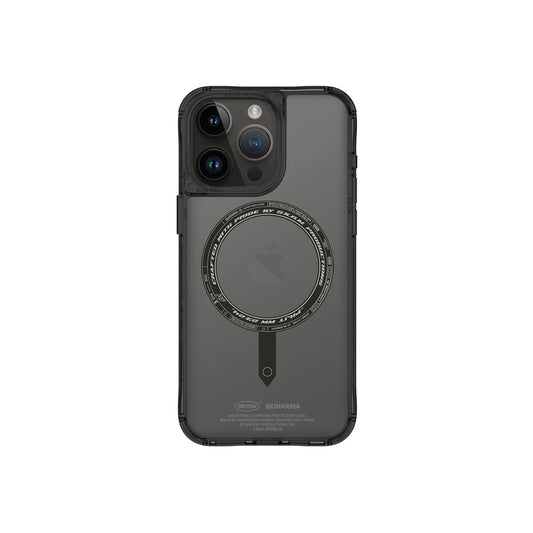 Apple iPhone 15 Pro Kılıf SkinArma Şeffaf Airbag Tasarımlı M-safe Şarj Özellikli Saido Kapak Siyah