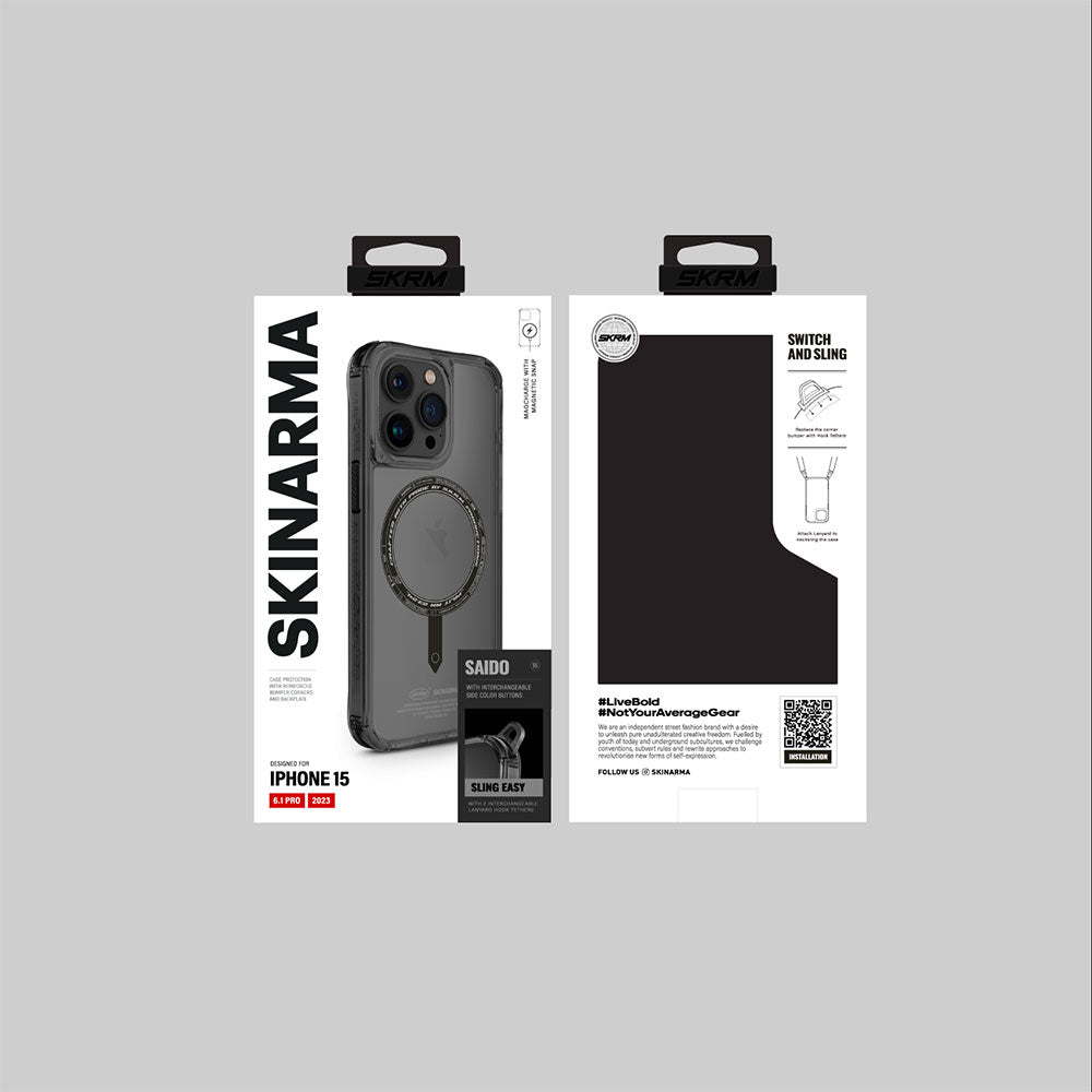 Apple iPhone 15 Pro Kılıf SkinArma Şeffaf Airbag Tasarımlı M-safe Şarj Özellikli Saido Kapak Renksiz