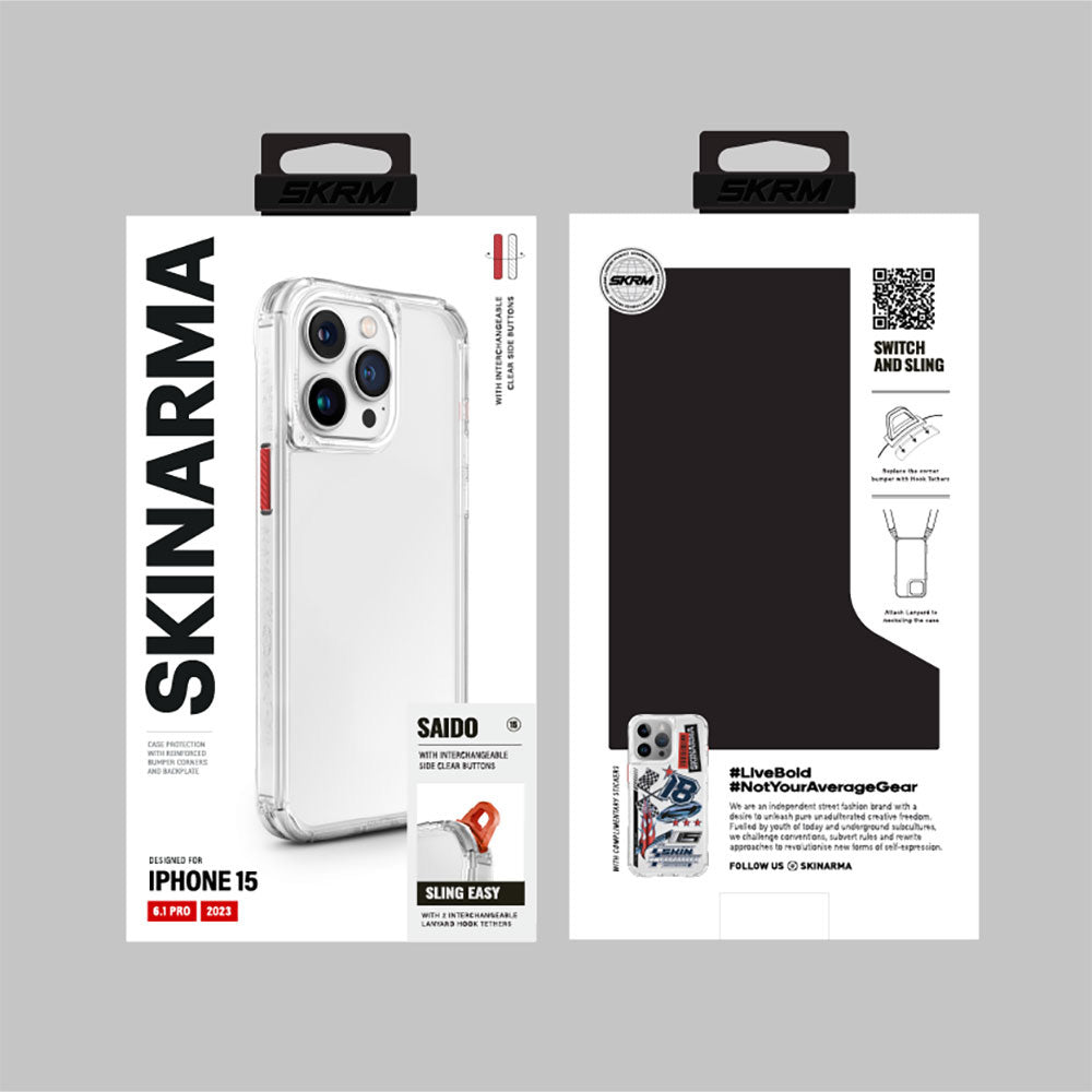 Apple iPhone 15 Pro Kılıf SkinArma Şeffaf Airbag Tasarımlı Saido Kapak Renksiz