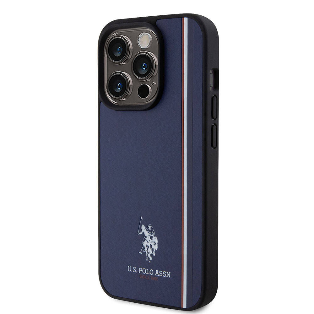 Apple iPhone 15 Pro Kılıf U.S. Polo Assn. Orjinal Lisanslı Üç Renk Şerit Tasarımlı Baskı Logolu Kapak Beyaz