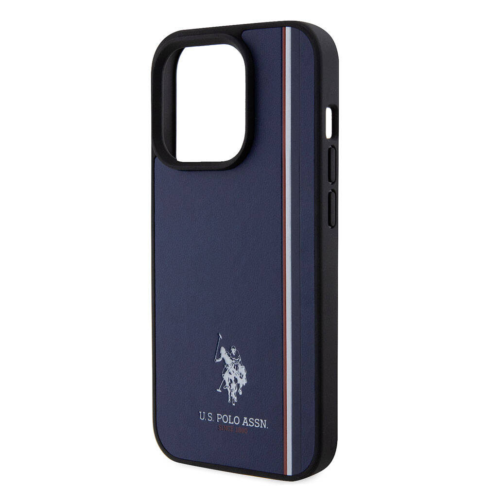 Apple iPhone 15 Pro Kılıf U.S. Polo Assn. Orjinal Lisanslı Üç Renk Şerit Tasarımlı Baskı Logolu Kapak Beyaz
