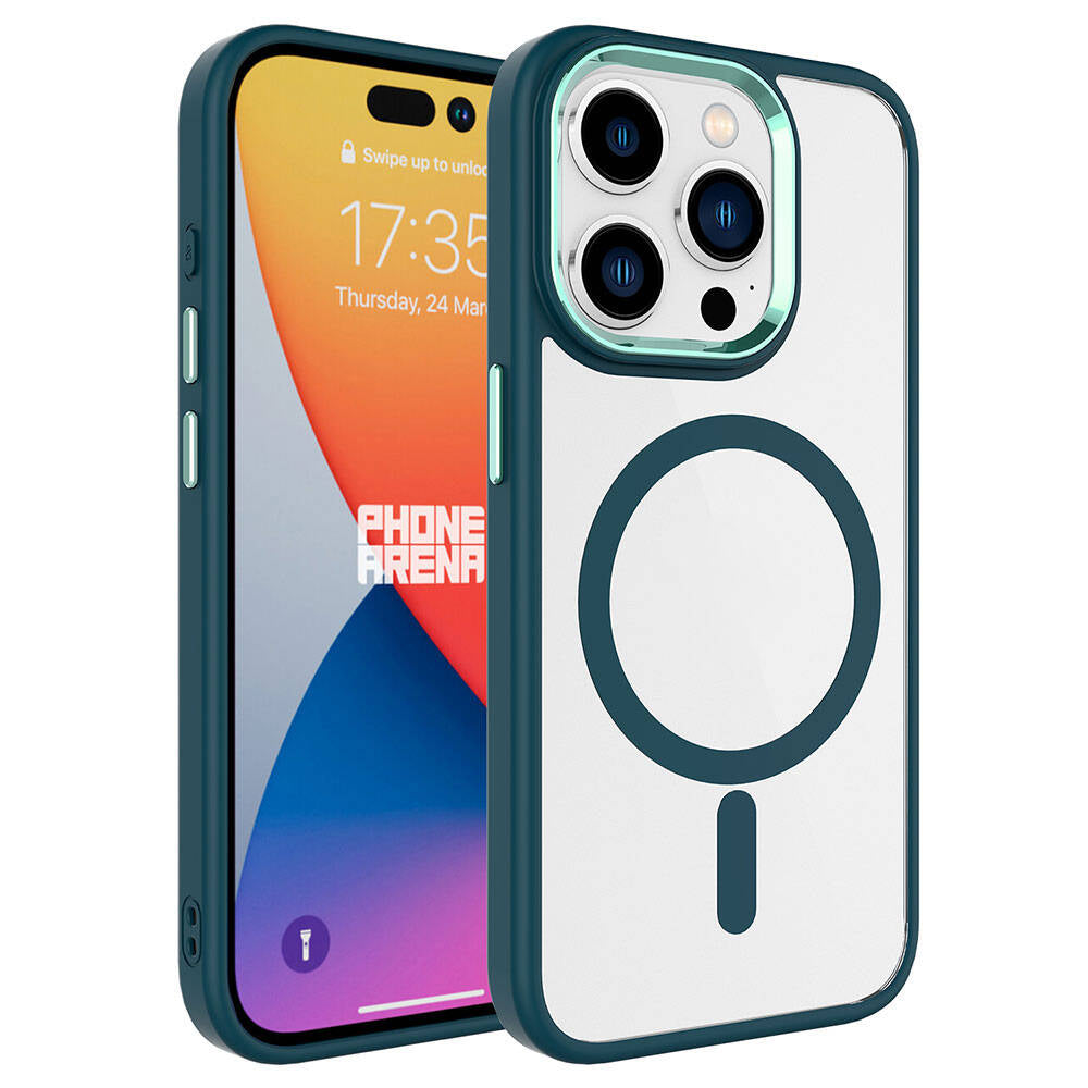 Apple iPhone 15 Pro Kılıf Wireless Şarj Özellikli Zore Krom M-safe Silikon Kapak