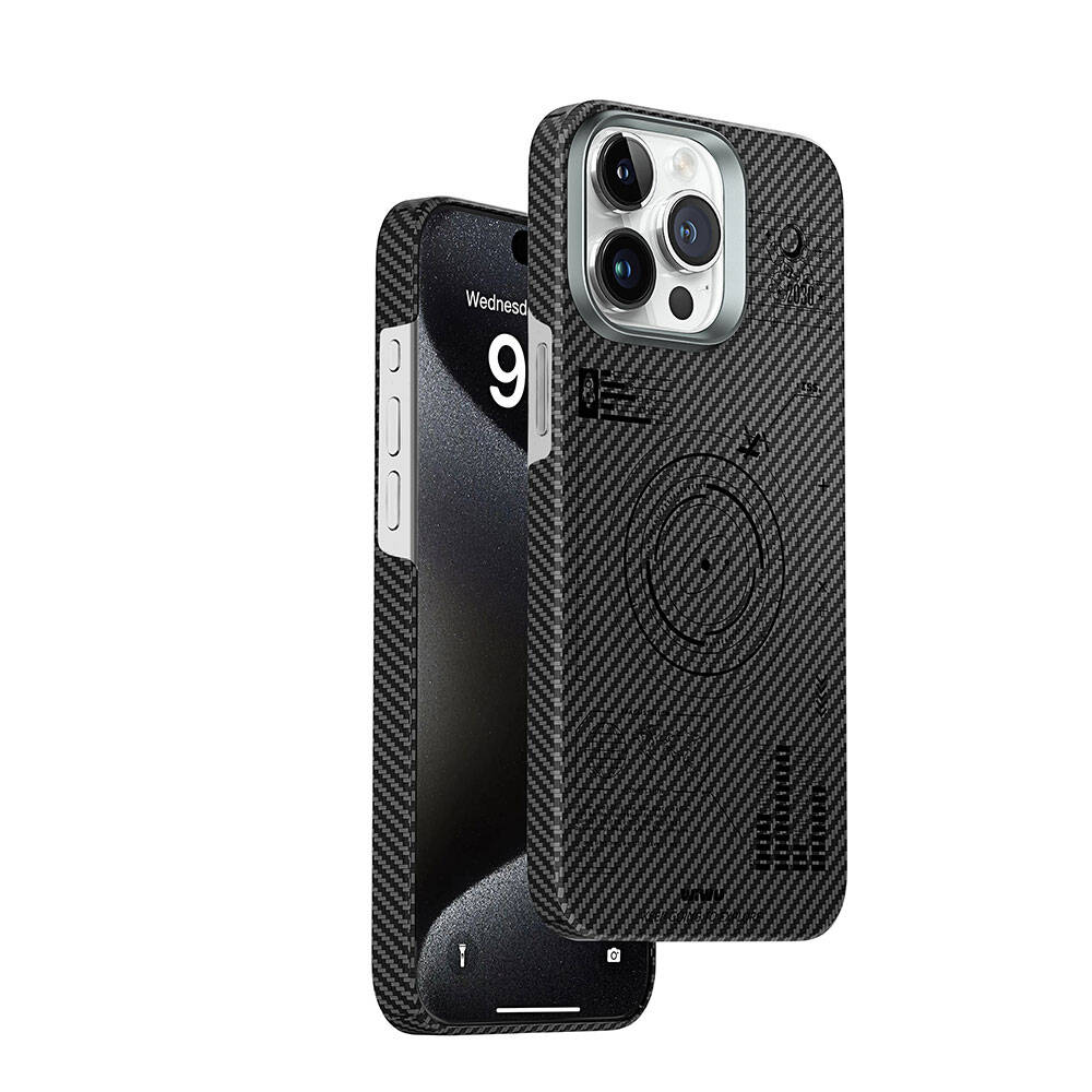 Apple iPhone 15 Pro Kılıf Wiwu KJZ-017 Karbon Fiber 600D Explore Kevlar Kapak Siyah