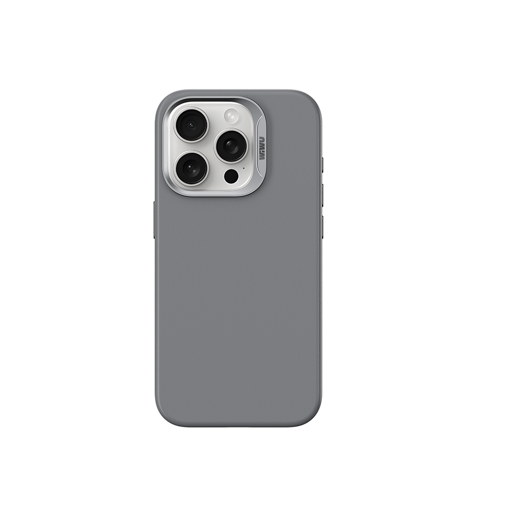 Apple iPhone 15 Pro Kılıf Wiwu SP-019 M-safe Şarj Özellikli Vegan Leather Deri Kapak Siyah