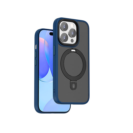 Apple iPhone 15 Pro Kılıf Wiwu ZMM-010 M-safe Şarj Özellikli Mat Arka Yüzey Standlı Kapak Mor