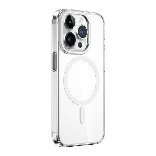 Apple iPhone 15 Pro Kılıf Wiwu ZYS-013 M-safe Şarj Özellikli Renkli Kamera Çerçeveli Şeffaf Jelly Kapak Beyaz
