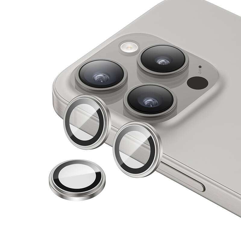 Apple iPhone 15 Pro Max Benks King Kong Corning Kamera Lens Koruyucu Gümüş