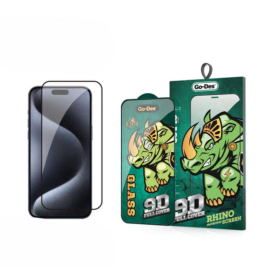 Apple iPhone 15 Pro Max Go Des 9D Full Cover Temperli Cam Ekran Koruyucu Siyah