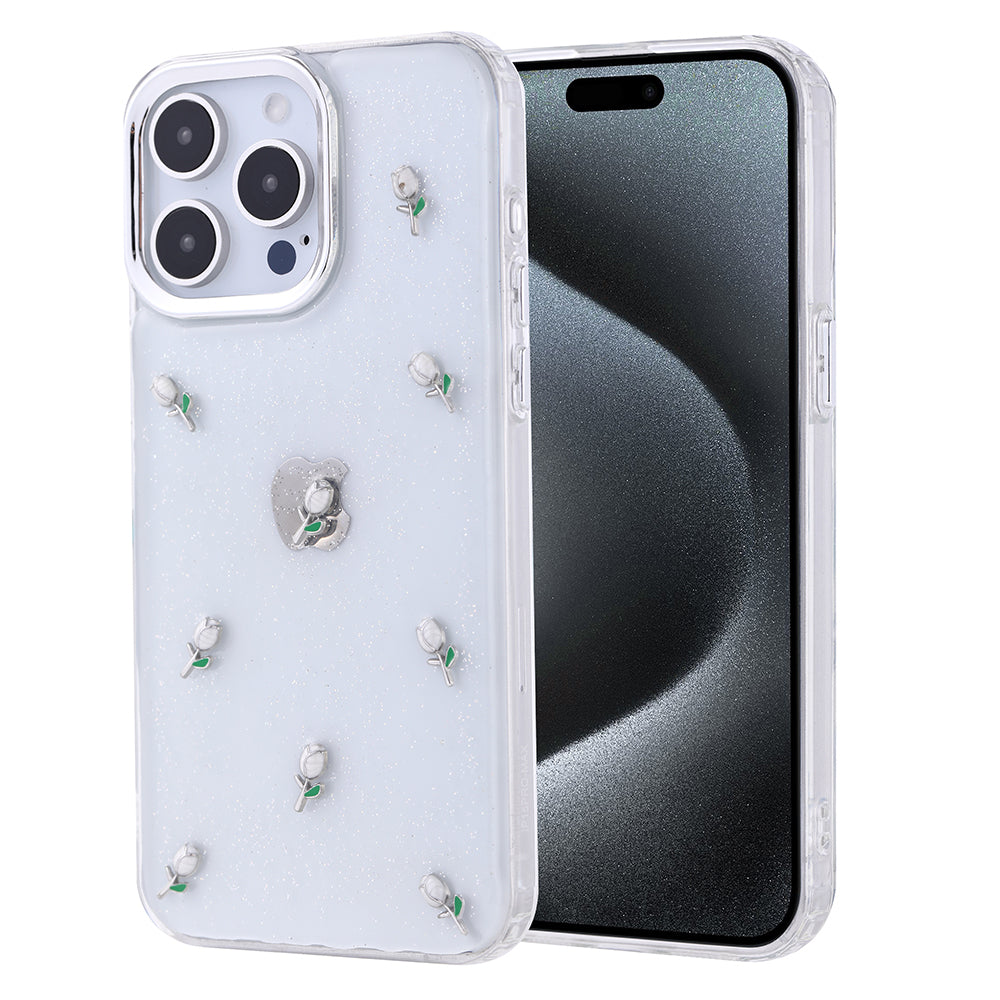 Apple iPhone 15 Pro Max Kılıf Airbag Tasarımlı Simli Şeffaf Zore Kutup Kapak