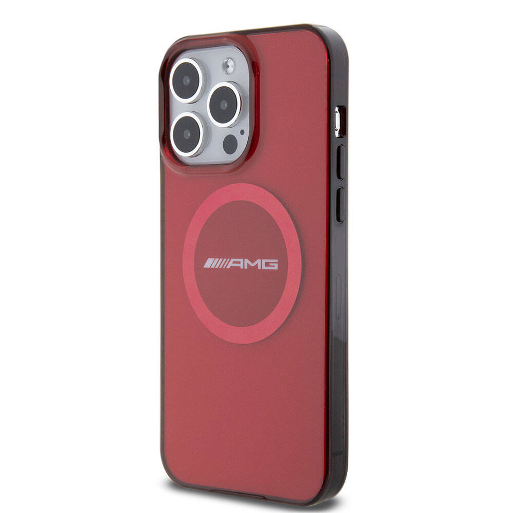 Apple iPhone 15 Pro Max Kılıf AMG Orjinal Lisanslı M-safe Şarj Özellikli Transparan Timeless Kapak Kırmızı