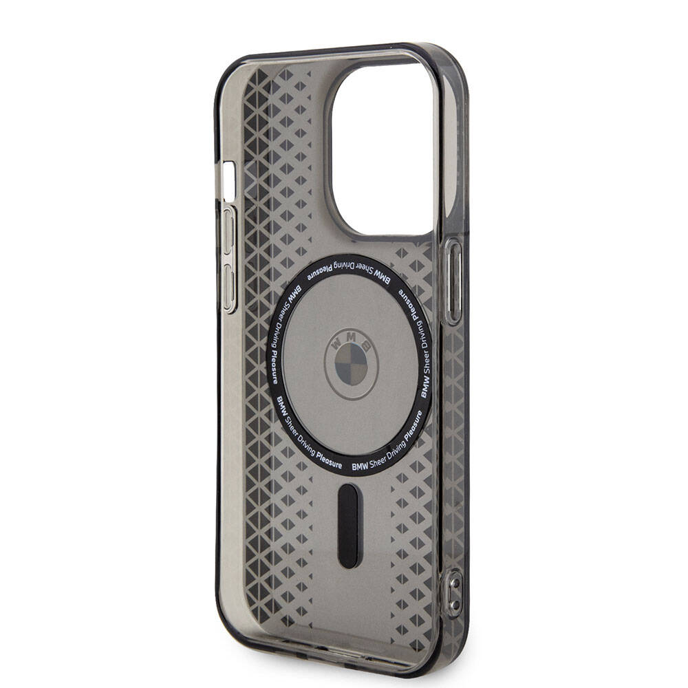 Apple iPhone 15 Pro Max Kılıf BMW M-safe Şarj Özellikli Transparan IML Signature Orjinal Lisanslı Kapak Siyah