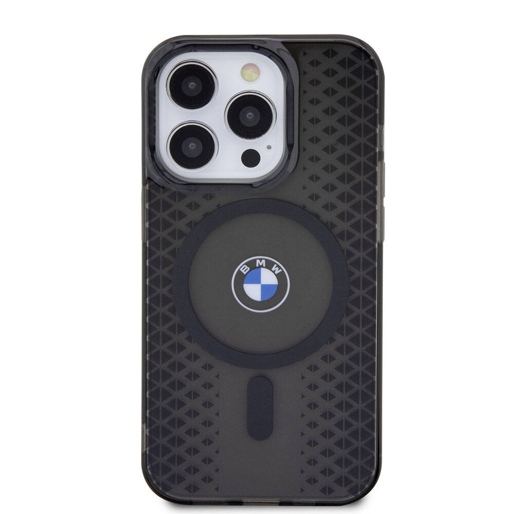 Apple iPhone 15 Pro Max Kılıf BMW M-safe Şarj Özellikli Transparan IML Signature Orjinal Lisanslı Kapak Siyah