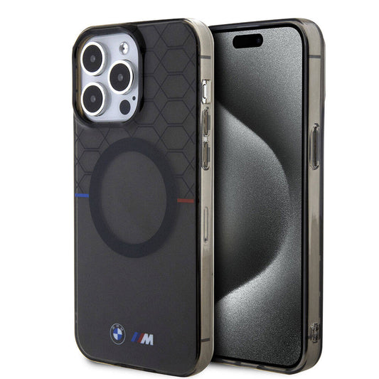 Apple iPhone 15 Pro Max Kılıf BMW M-safe Şarj Özellikli Transparan M Dizayn Orjinal Lisanslı Kapak Gri