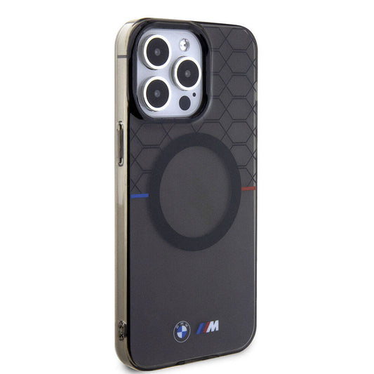 Apple iPhone 15 Pro Max Kılıf BMW M-safe Şarj Özellikli Transparan M Dizayn Orjinal Lisanslı Kapak Gri
