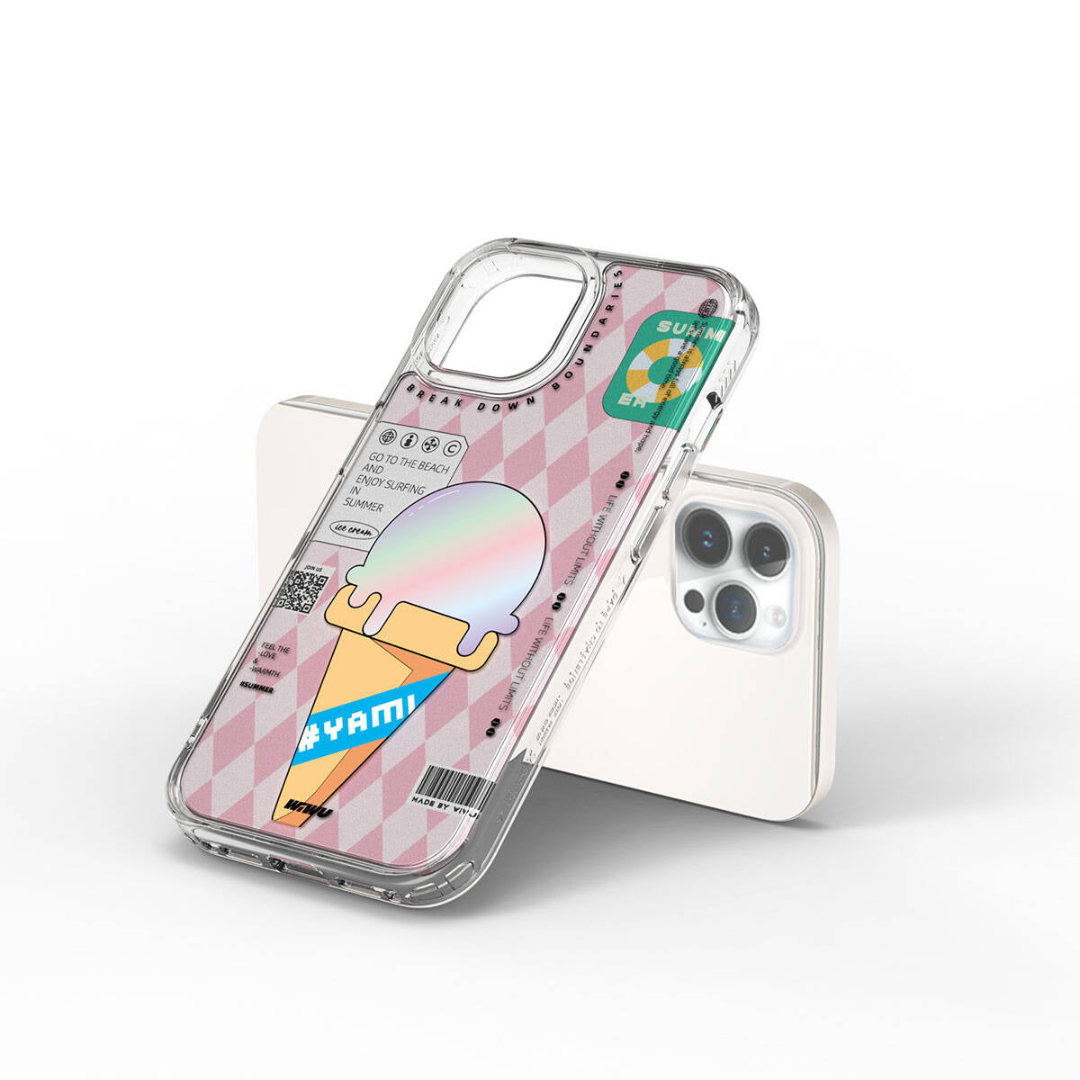 Apple iPhone 15 Pro Max Kılıf Çift Katman Desenli Wiwu Summer Serisi Kapak Mavi