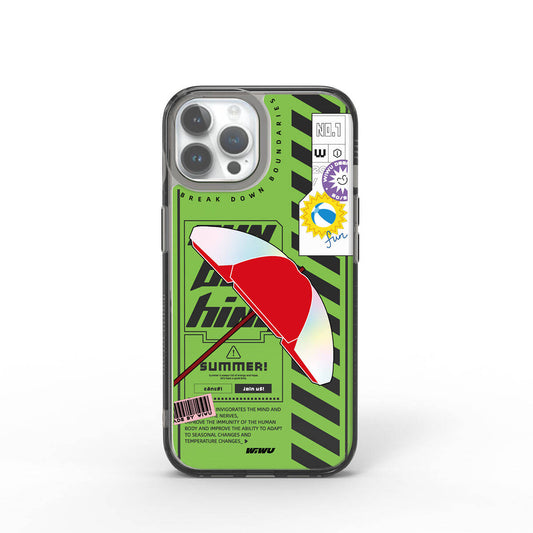 Apple iPhone 15 Pro Max Kılıf Çift Katman Desenli Wiwu Summer Serisi Kapak Yeşil