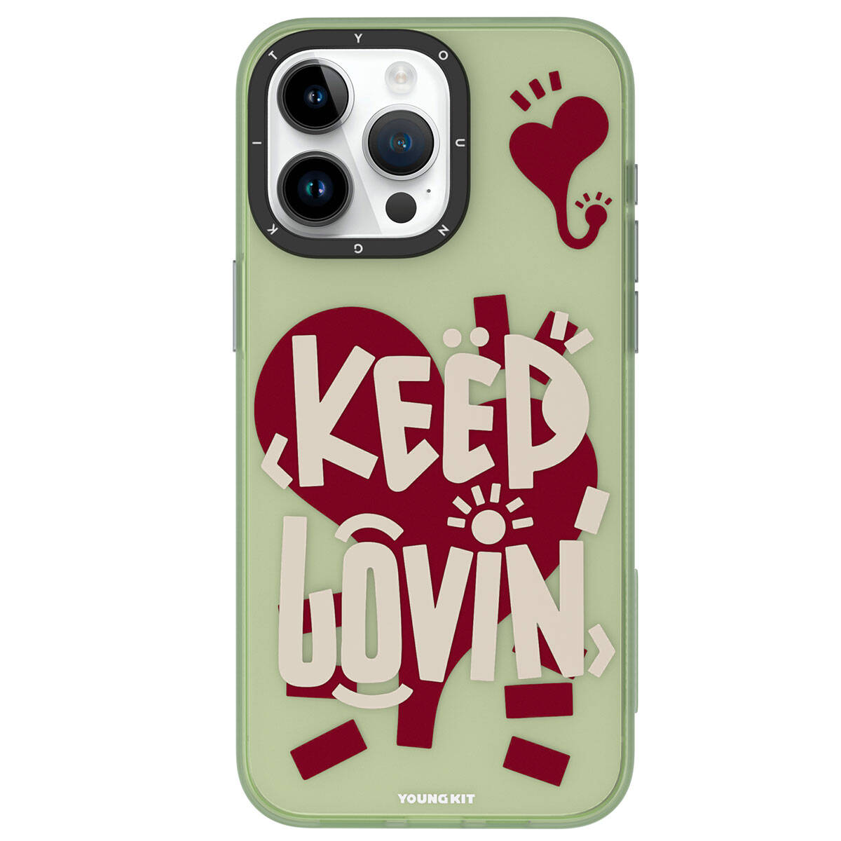 Apple iPhone 15 Pro Max Kılıf Desenli Youngkit Happy Hearth Serisi Kapak Kırmızı
