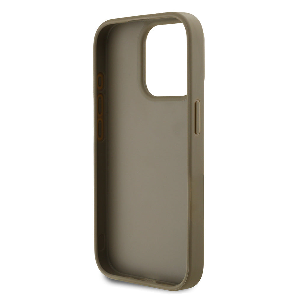Apple iPhone 15 Pro Max Kılıf DKNY Orjinal Lisanslı Taşlı DKNY Yazılı Metalik Rhinestones PU Deri Kapak Kahverengi