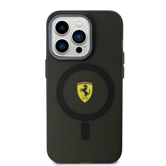 Apple iPhone 15 Pro Max Kılıf Ferrari Orjinal Lisanslı M-safe Şarj Özellikli Kontrast Bumper Kapak Siyah