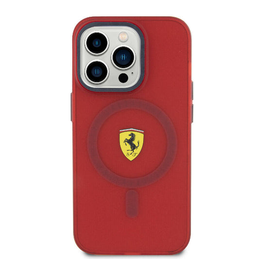 Apple iPhone 15 Pro Max Kılıf Ferrari Orjinal Lisanslı M-safe Şarj Özellikli Kontrast Bumper Kapak Kırmızı