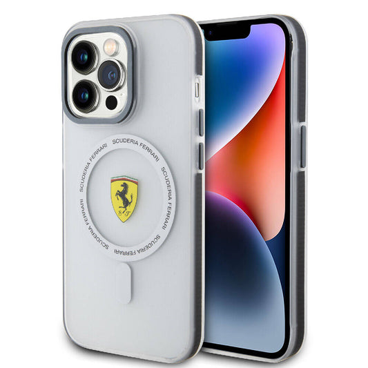 Apple iPhone 15 Pro Max Kılıf Ferrari Orjinal Lisanslı M-safe Şarj Özellikli Kontrast Bumper SF Ring Kapak Siyah
