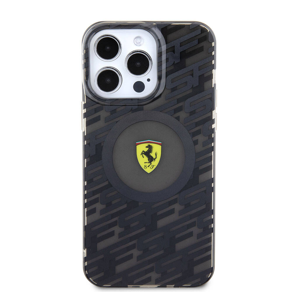 Apple iPhone 15 Pro Max Kılıf Ferrari Orjinal Lisanslı M-safe Şarj Özellikli Multi SF Kapak Gri