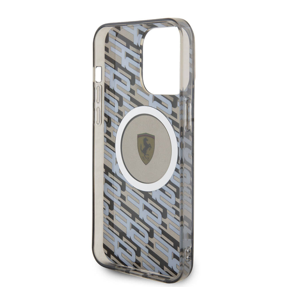 Apple iPhone 15 Pro Max Kılıf Ferrari Orjinal Lisanslı M-safe Şarj Özellikli Multi SF Kapak Gri