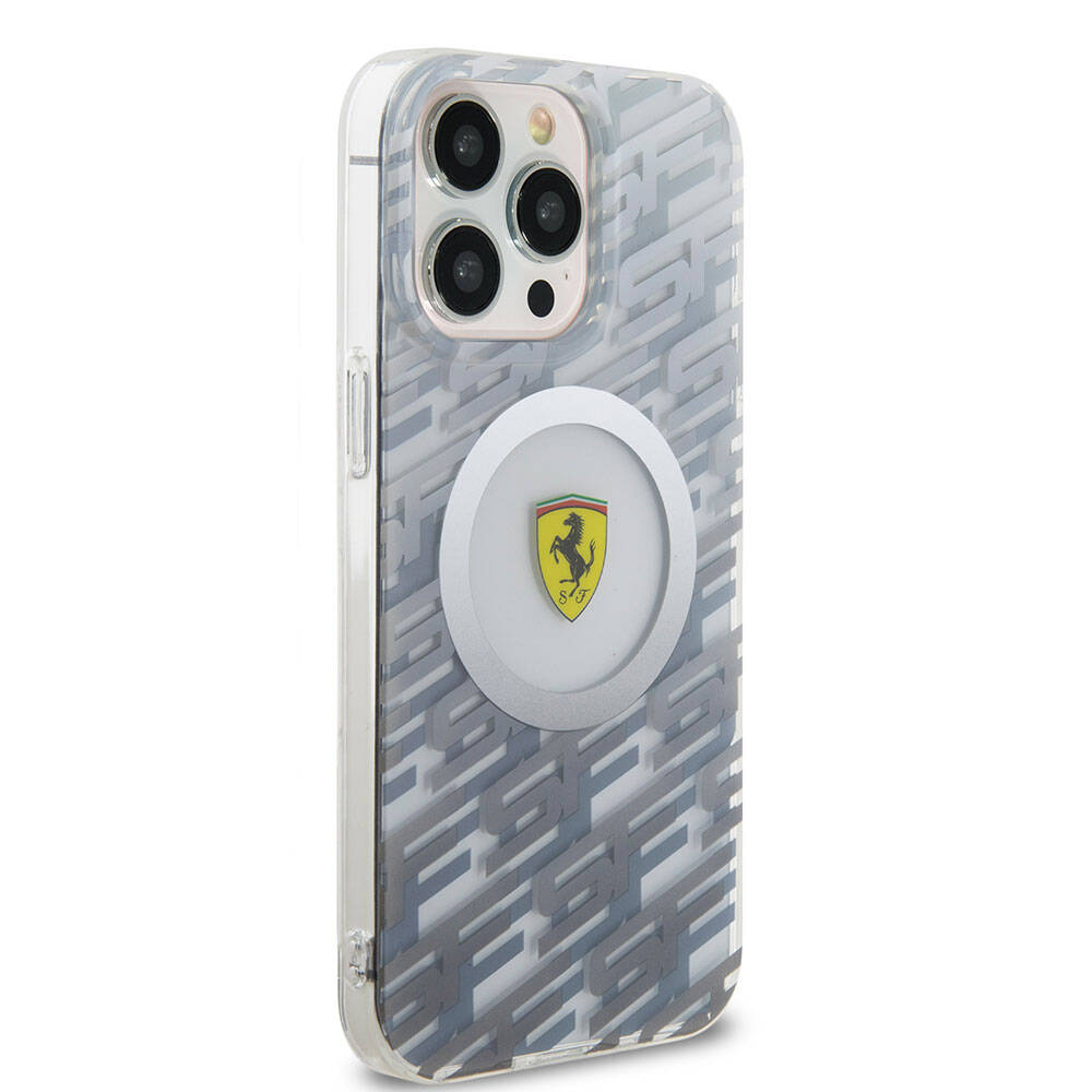 Apple iPhone 15 Pro Max Kılıf Ferrari Orjinal Lisanslı M-safe Şarj Özellikli Multi SF Kapak Gri