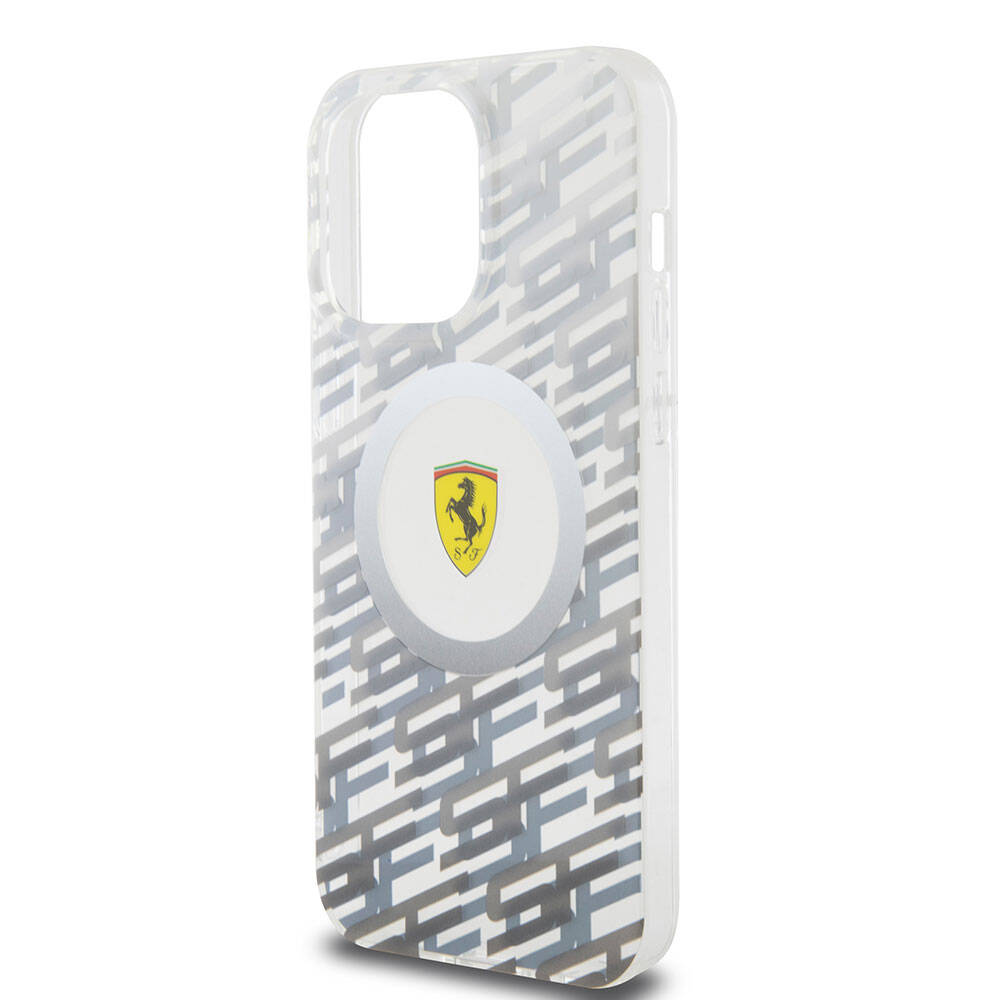 Apple iPhone 15 Pro Max Kılıf Ferrari Orjinal Lisanslı M-safe Şarj Özellikli Multi SF Kapak Gri