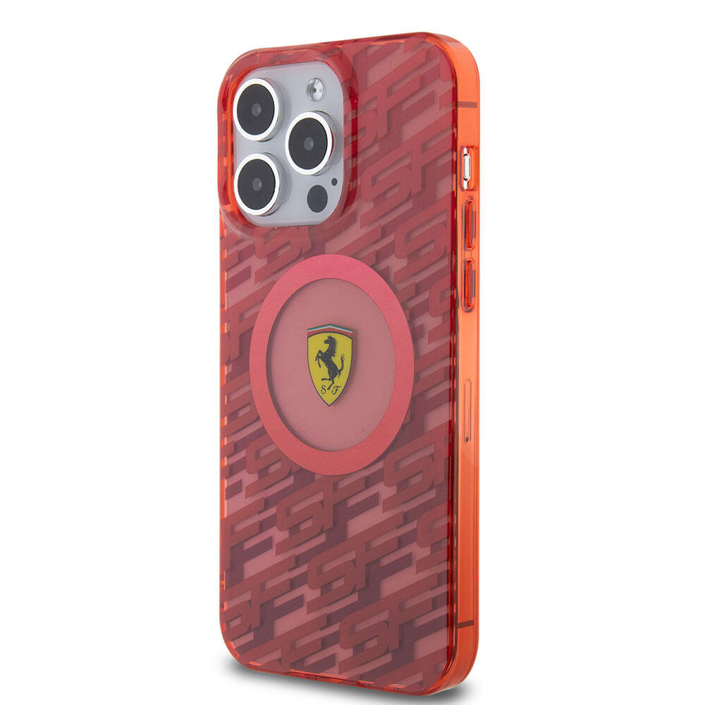 Apple iPhone 15 Pro Max Kılıf Ferrari Orjinal Lisanslı M-safe Şarj Özellikli Multi SF Kapak Gri