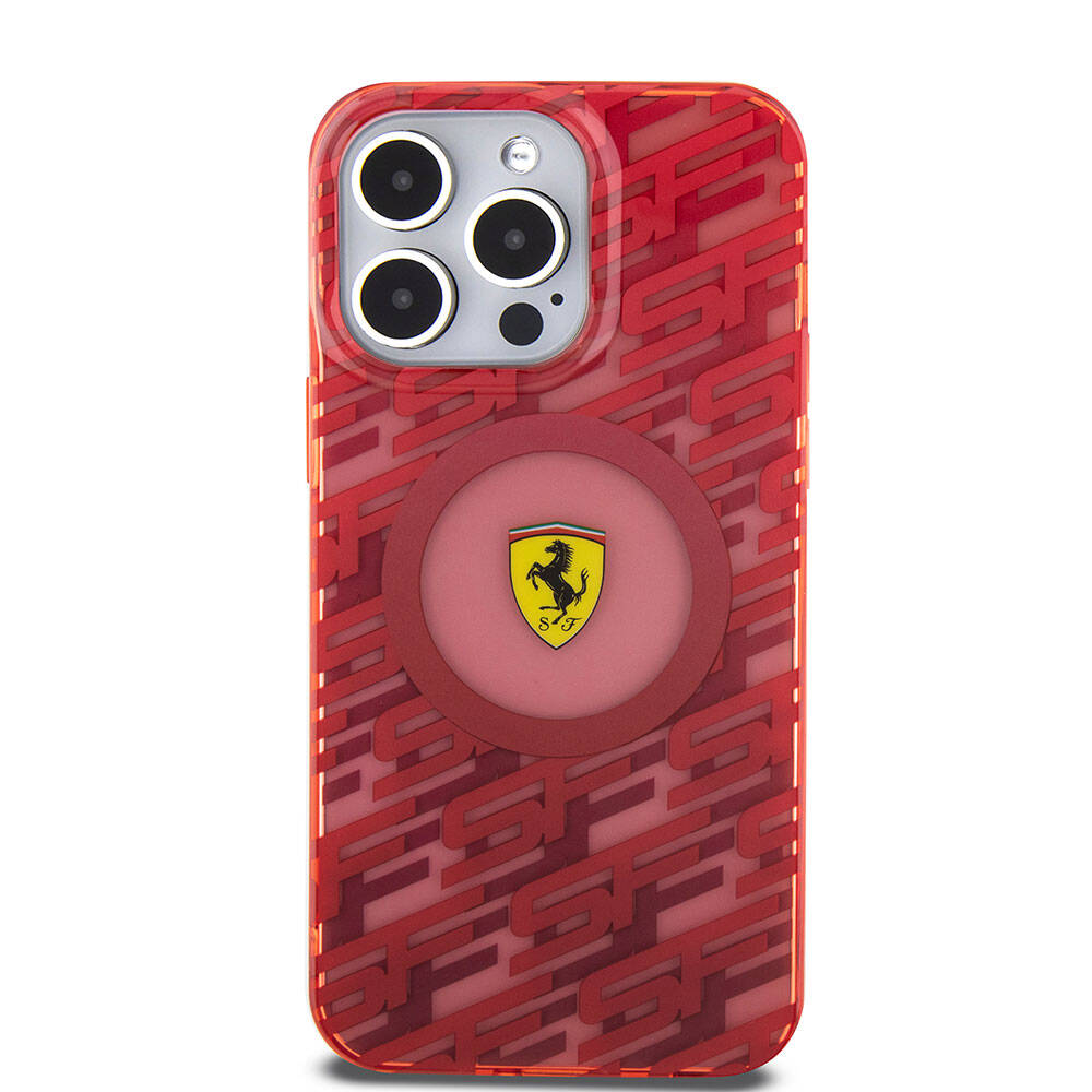 Apple iPhone 15 Pro Max Kılıf Ferrari Orjinal Lisanslı M-safe Şarj Özellikli Multi SF Kapak Gri