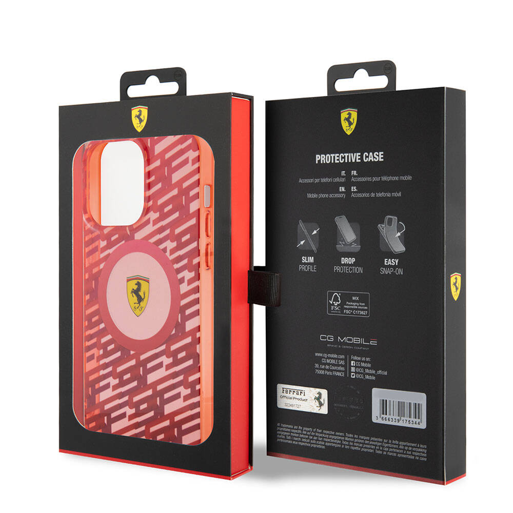 Apple iPhone 15 Pro Max Kılıf Ferrari Orjinal Lisanslı M-safe Şarj Özellikli Multi SF Kapak Gri