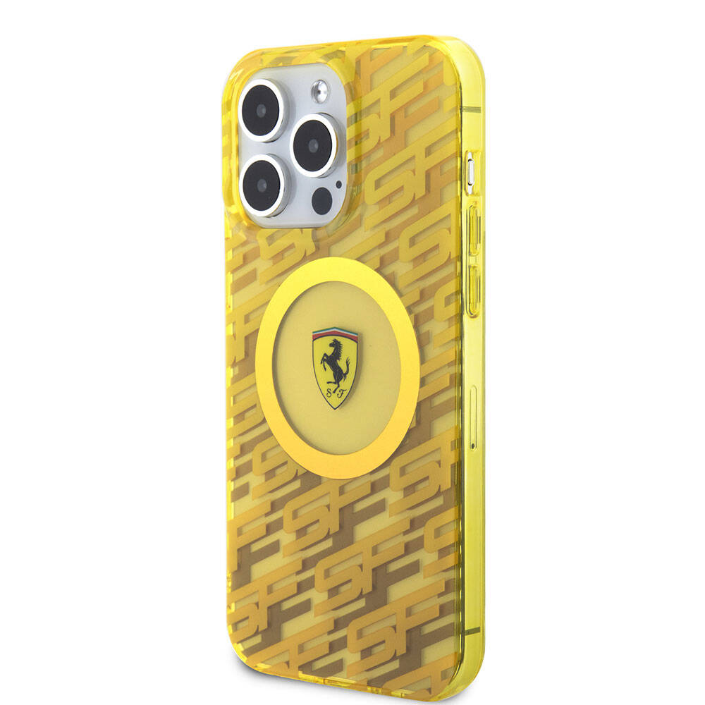 Apple iPhone 15 Pro Max Kılıf Ferrari Orjinal Lisanslı M-safe Şarj Özellikli Multi SF Kapak Gri