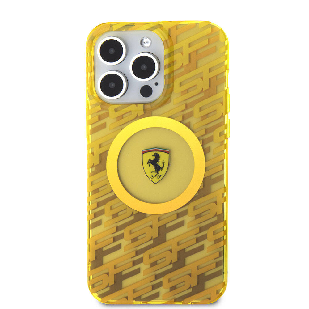 Apple iPhone 15 Pro Max Kılıf Ferrari Orjinal Lisanslı M-safe Şarj Özellikli Multi SF Kapak Gri