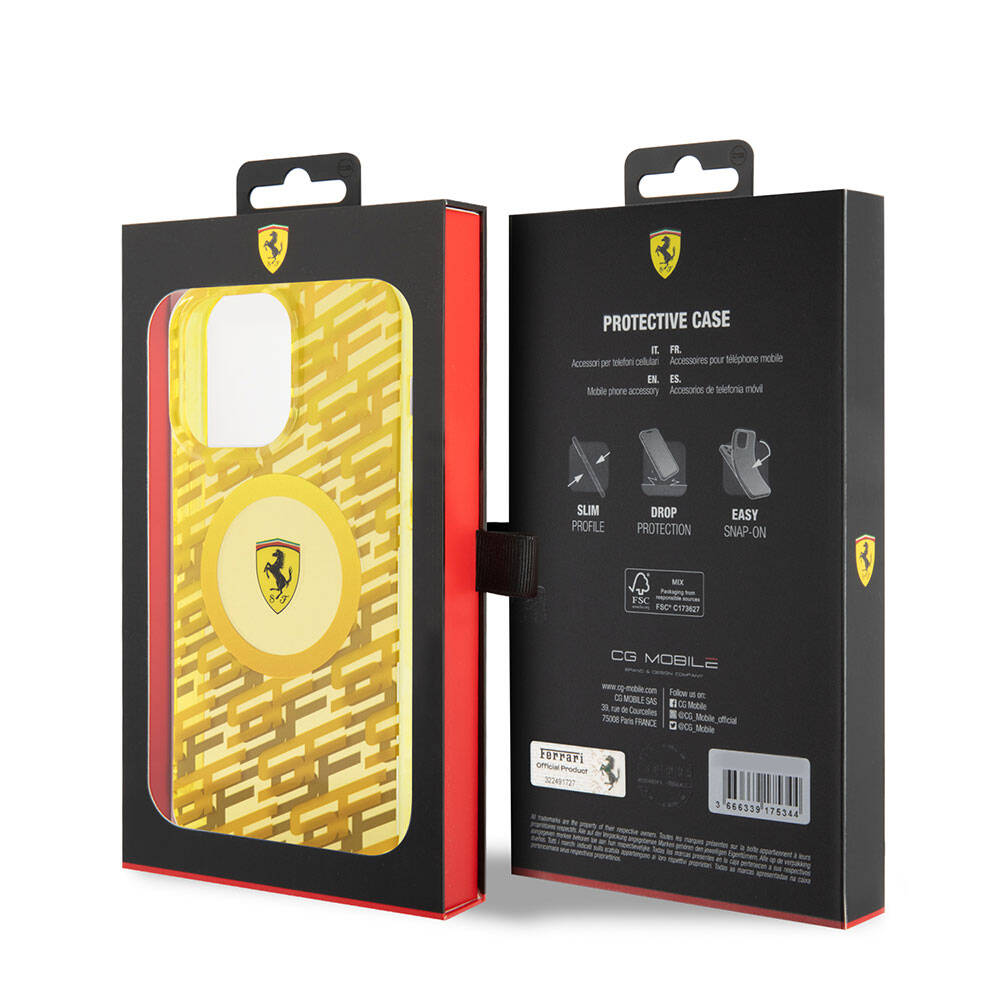 Apple iPhone 15 Pro Max Kılıf Ferrari Orjinal Lisanslı M-safe Şarj Özellikli Multi SF Kapak Gri