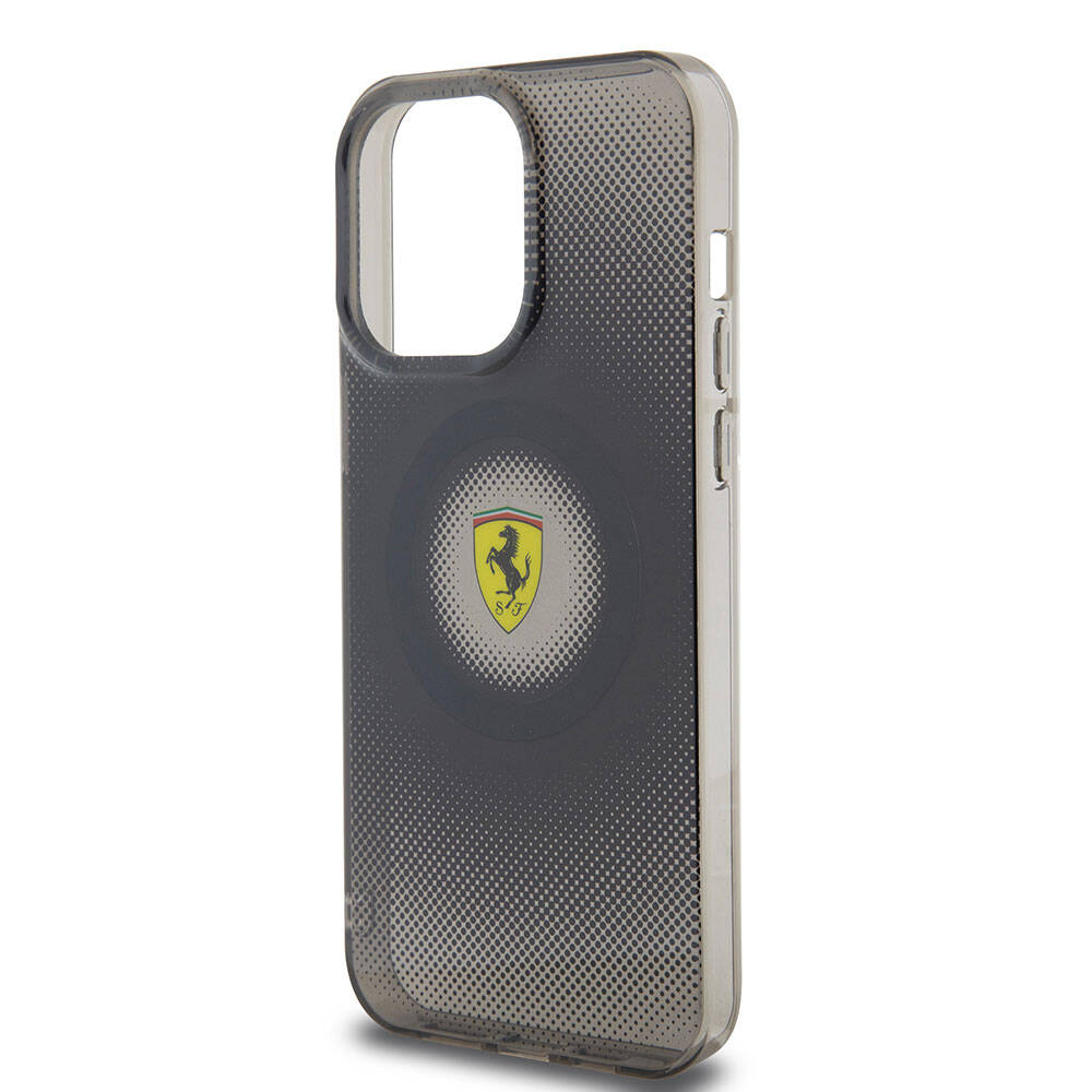 Apple iPhone 15 Pro Max Kılıf Ferrari Orjinal Lisanslı M-safe Şarj Özellikli Parçalanan Noktalar Desenli Kapak Kırmızı