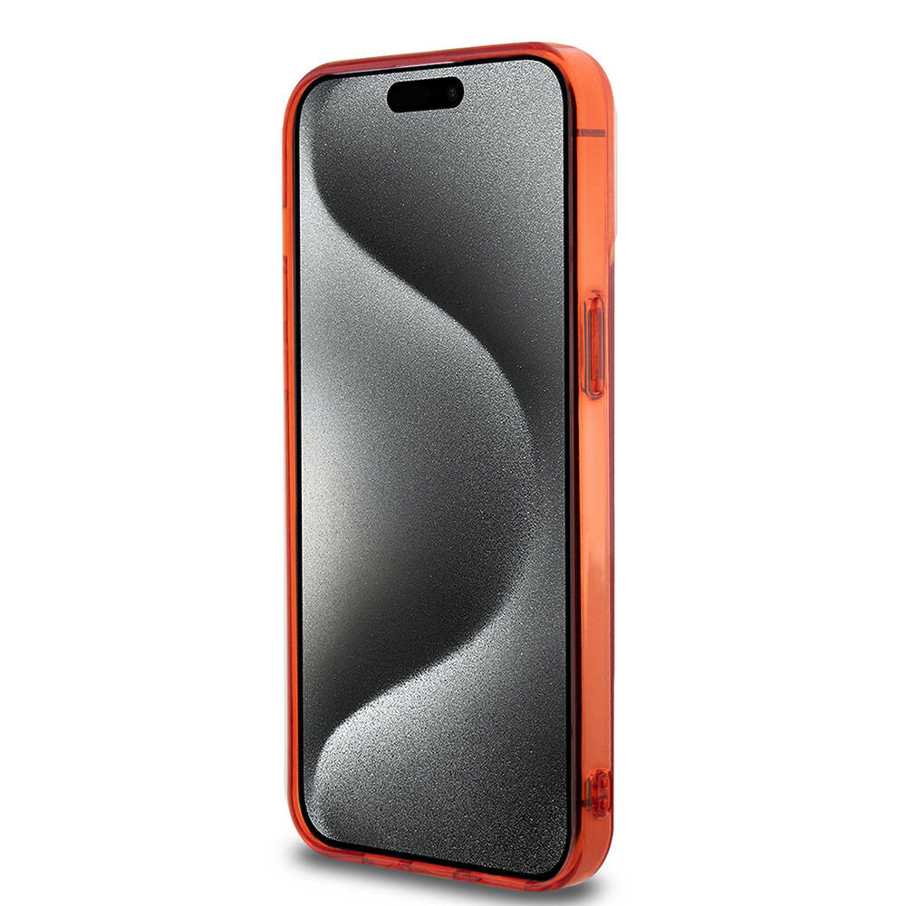 Apple iPhone 15 Pro Max Kılıf Ferrari Orjinal Lisanslı M-safe Şarj Özellikli Parçalanan Noktalar Desenli Kapak Kırmızı