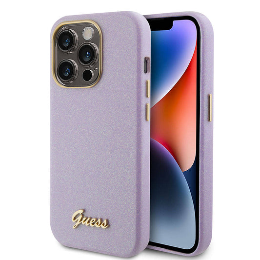 Apple iPhone 15 Pro Max Kılıf Guess Orjinal Lisanslı Yazı Logolu Glitter Glossy Script Kapak Haki