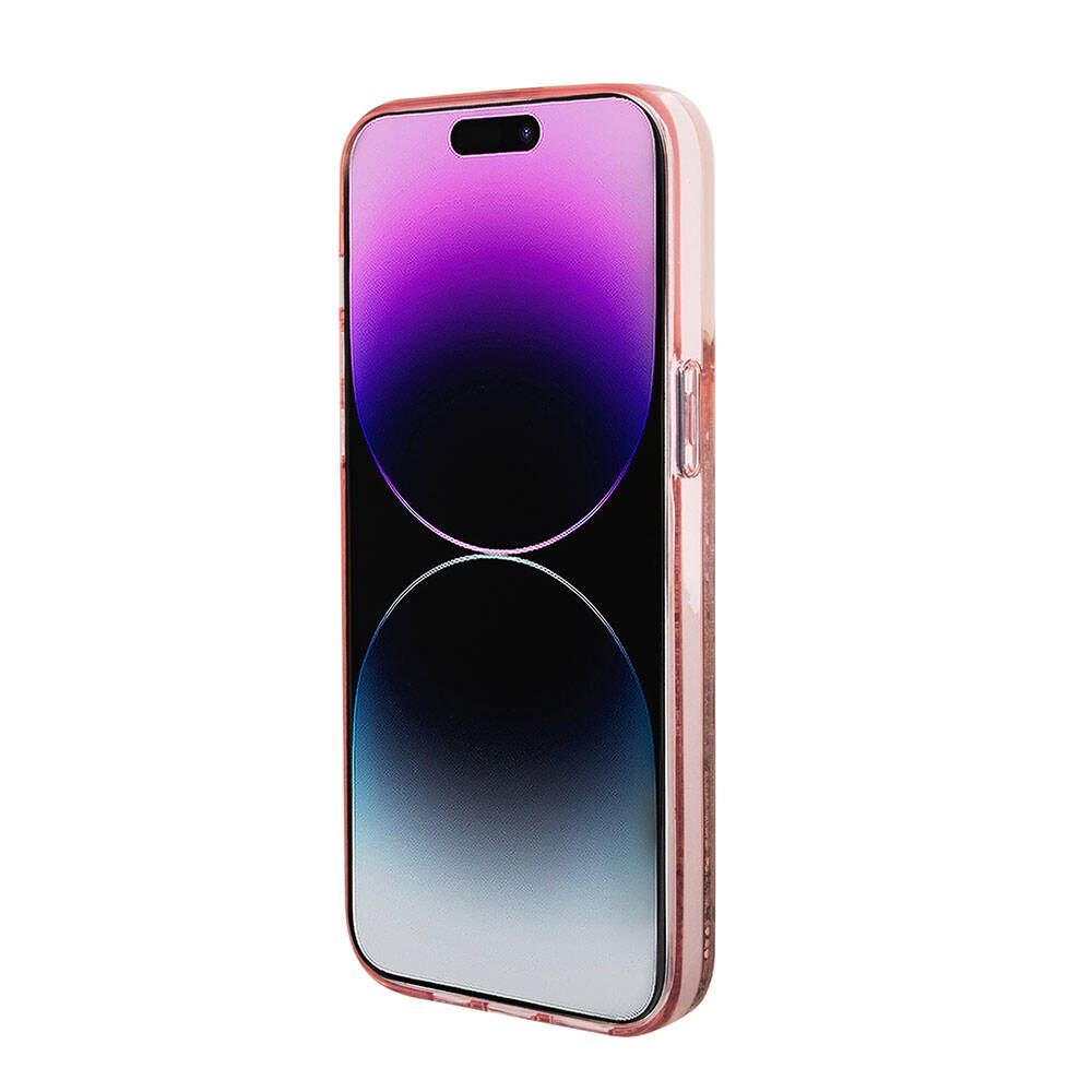 Apple iPhone 15 Pro Max Kılıf Hello Kitty Orjinal Lisanslı İkonik Sıvılı Glitter Kapak Renksiz