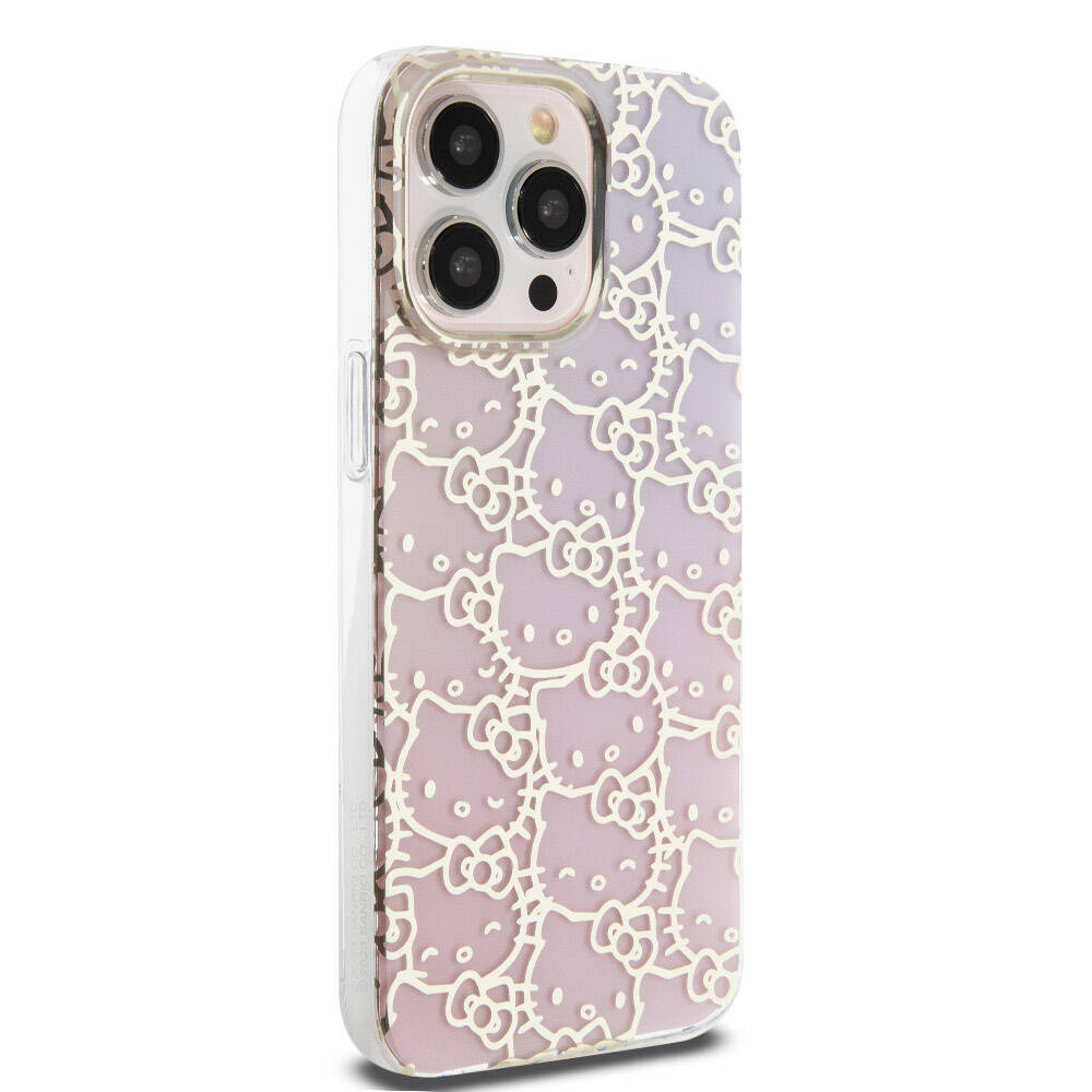 Apple iPhone 15 Pro Max Kılıf Hello Kitty Orjinal Lisanslı Renk Geçişli Elektroplating Kaplama Kitty Head Desenli Kapak Mavi